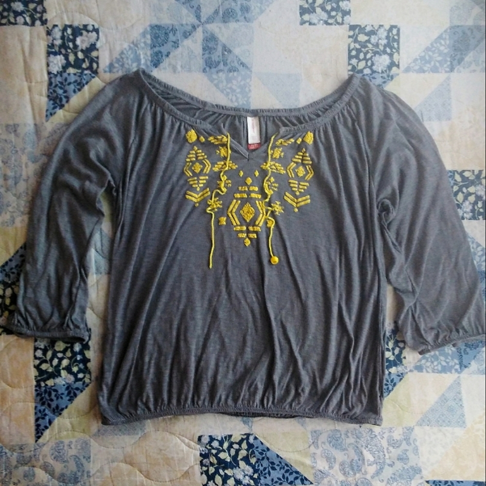 Grey Boho Blouse